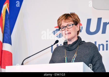 Belfast, Irlanda del Nord. Xviii oct, 2014. Mairead McGuinness MEP parlando all'Ulster unionista credito Conferenza: Stephen Barnes/Alamy Live News Foto Stock