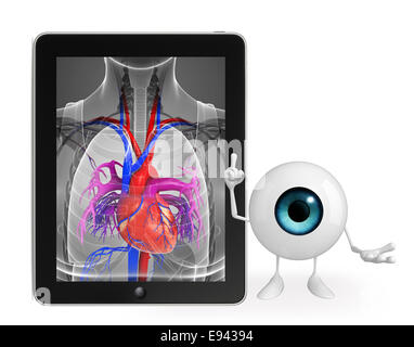 Personaggio dei fumetti di occhio con cuore anatomia Foto Stock