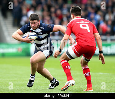 Salford, Regno Unito. Xviii oct, 2014. Marc Jones di vendita gli squali - il rugby europeo Champions Cup - Vendita squali vs Munster - AJ Bell Stadium - Salford- Inghilterra - 18 Ottobre 2014 - Picture Simon Bellis/Sportimage. © csm/Alamy Live News Foto Stock