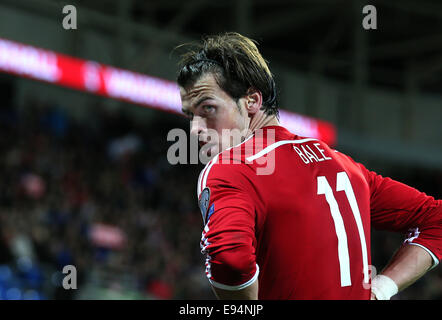 Cardiff, Regno Unito. Xiii oct, 2014. Gareth Bale del Galles - Euro 2016 Qualifiche - Galles vs Cipro - Cardiff City Stadium - Cardiff - Galles - 13 Ottobre 2014 - Picture Simon Bellis/Sportimage. © csm/Alamy Live News Foto Stock