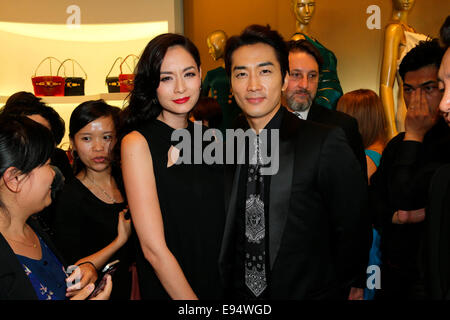 Seung-heon Song assiste ad una attività di promozione a Hong Kong in Cina il 17 ottobre, 2014. Foto Stock