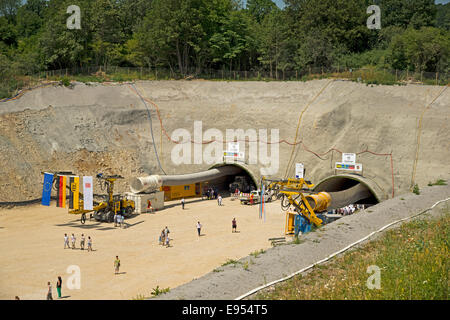 Rampa di progetto di costruzione Stuttgart-Ulm, Stoccarda21, Albaufstiegstunnel, Steinbühltunnel, Svevo, Hohenstadt Foto Stock