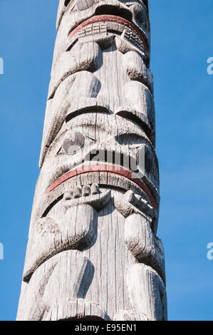 Prince Rupert totem, Tsimshian Nation Territorio, Prince Rupert, British Columbia, Canada Foto Stock