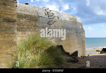 Germania bunker WW2 ,Utah Beach è una delle cinque spiagge dello sbarco in Normandia sbarchi il 6 giugno 1944, durante la Seconda Guerra Mondiale. Foto Stock