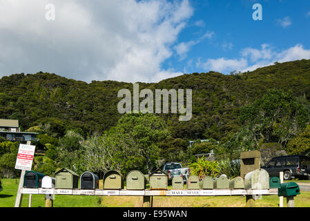 Cassette postali, Te Uenga Bay Foto Stock