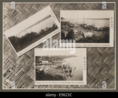 Questa fotografia mostra il secondo ponte ferroviario sul fiume Sungari, parte della ferrovia orientale cinese. Descrive il ruolo vitale della rete ferroviaria nel collegare le regioni della Cina e dell'Estremo Oriente all'inizio del XX secolo. Foto Stock