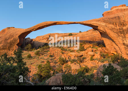 Landscape Arch, Arches National Park, Moab, Utah. Foto Stock