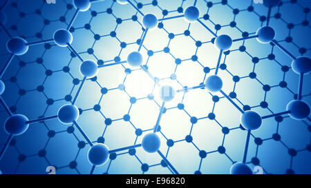 Grafene struttura atomica - nanotecnologie illustrazione dello sfondo Foto Stock