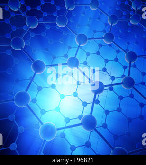 Grafene struttura atomica - nanotecnologie illustrazione dello sfondo Foto Stock