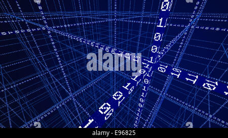 3D il codice binario - dati di grandi dimensioni e di concetto di programmazione Foto Stock