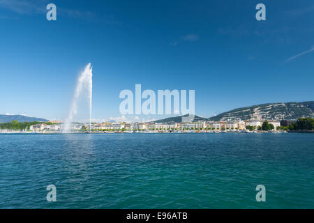Jet d'Eau fontana di acqua di montagna di Ginevra Foto Stock