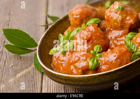 Le polpette di carne in salsa di pomodoro Foto Stock