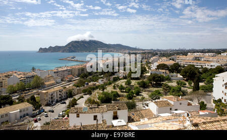 Vista sul piccolo villaggio di Altea Foto Stock