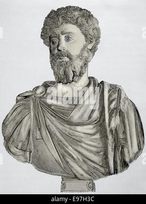 Marco Aurelio (121-180 AD). Imperatore romano da 161-180. Incisione. Historia Universale, 1881. Foto Stock