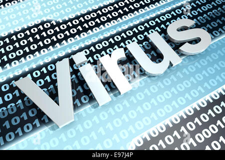 Virus di computer in codice digitale. Foto Stock