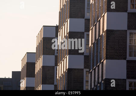 Distintivo tower i blocchi di appartamenti Appartamenti con facciata a scacchiera facciata anteriore Grosvenor Station Wagon pagina Street Londra Pimlico Foto Stock