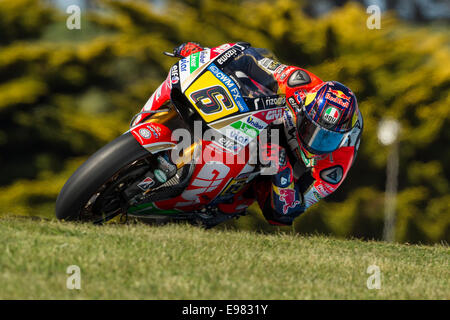 Il cavaliere tedesco Stefan Bradl in azione durante il Venerdì di prove libere del 2014 Tissot Australian Motorcycle Grand Prix. Foto Stock