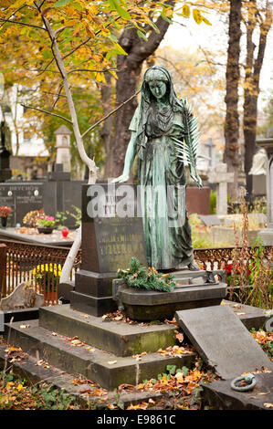 Famiglia Tyzler vault, triste donna statua verde Foto Stock