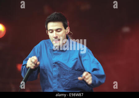 I Beastie Boys sul palco in concerto a T nel Parco music festival in Scozia, nel 1998. Foto Stock