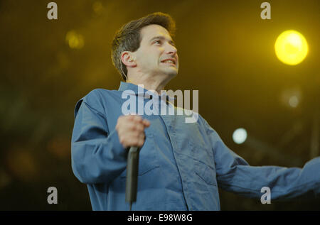 I Beastie Boys sul palco in concerto a T nel Parco music festival in Scozia, nel 1998. Foto Stock