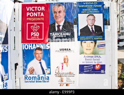 Poster della campagna - Elezioni per il Presidente della Romania - Romanian elezioni presidenziali di novembre 2014 Foto Stock