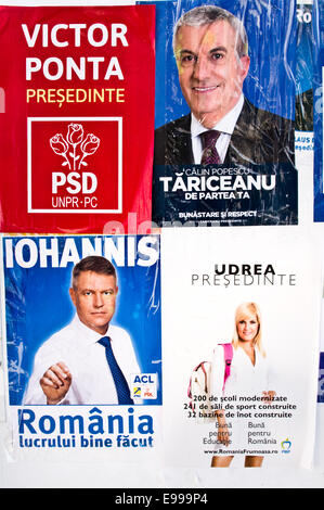 Poster della campagna - Elezioni per il Presidente della Romania - Romanian elezioni presidenziali di novembre 2014 Foto Stock