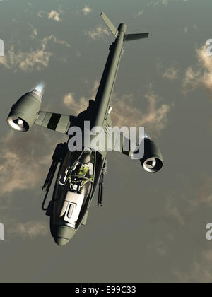 Elicottero futuristico come aeromobili con rotazione motori a getto per consentire il decollo ed atterraggio verticali Foto Stock