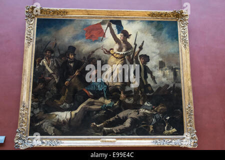 Dettaglio della "libertà guida il popolo", 28 luglio 1830, Da Eugène Delacroix, 1831, il Musee du Louvre, Parigi, Francia, Europa Foto Stock