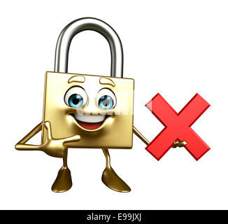 Cartoni animati della serratura con segno a forma di croce Foto Stock