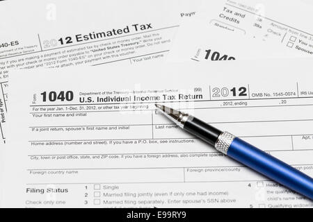 USA forma fiscale 1040 per l'anno 2012 Foto Stock