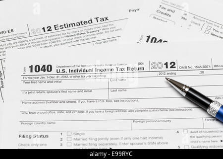 USA forma fiscale 1040 per l'anno 2012 Foto Stock