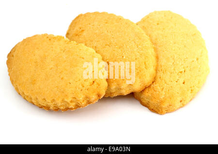 Tre biscotti frollini impilati Foto Stock