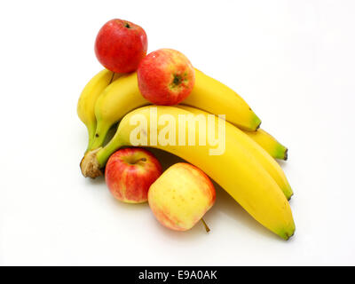 Banane gialle le mele e le pere Foto Stock