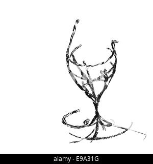 Stilizzato e bicchiere di vino per anomalia Foto Stock
