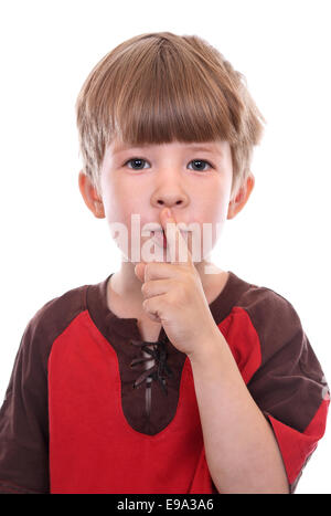 Gesto chiamando per il silenzio o la segretezza Foto Stock