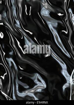 Nero sfondo astratto di panno o di onde di liquido la superficie della piega ondulata di tessitura della seta Foto Stock