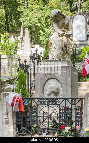 Graveside del compositore Frédéric Chopin, cimitero Pere Lachaise, Parigi, Ile de france, Francia Foto Stock