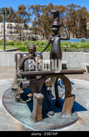 Dr Seuss e il Gatto nel Cappello al di fuori di Geisel Library, UC San Diego (casa di Dr Seuss raccolta), La Jolla, California, Stati Uniti d'America Foto Stock