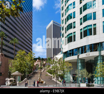 Bunker Hill passi, Bank of America e noi Banca d'ingresso alla Torre nel centro di Los Angeles, California, Stati Uniti d'America Foto Stock