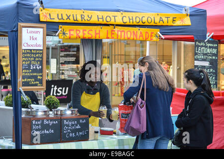 La limonata stallo, Centro Brunswick mercato alimentare, Bloomsbury, London, Regno Unito Foto Stock