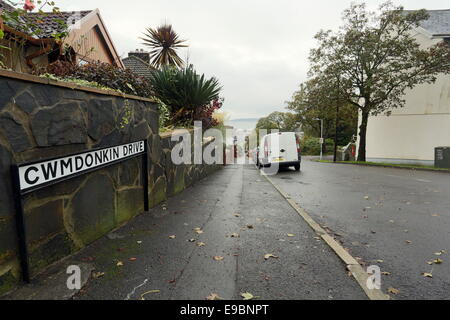 Unità Cwmdonkin, Swansea affacciato verso Mumbles Foto Stock