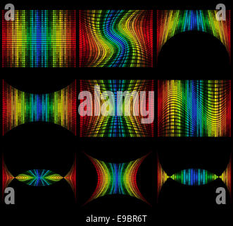 Impostare abstract multicolore di equalizzatore grafico illustrazione isolati su sfondo nero Foto Stock