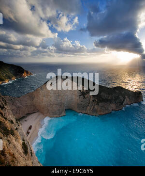 Più incredibile di Navagio Beach o Shipwreck. Zante, Grecia. Foto Stock