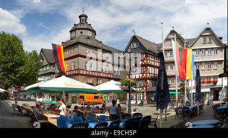 Il municipio, Buttermarkt del mercato del burro, la storica città vecchia di Herborn, Hesse, Germania, Europa Foto Stock