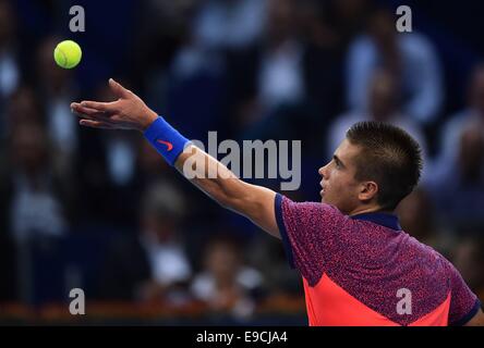 Basel, Svizzera. 25 ott 2014. Swiss indoor tennis ATP campionati. Borna Coric (CRO) batte Nadal in 2 set Credit: Azione Plus immagini di sport/Alamy Live News Foto Stock