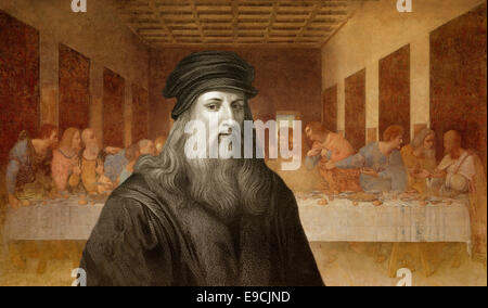 L'Ultima Cena di Leonardo da Vinci, 1452 - 1519, pittore italiano, scultore, architetto e ingegnere Foto Stock