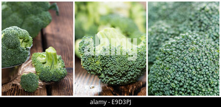 Porzione di broccoli freschi (come un collage) Foto Stock