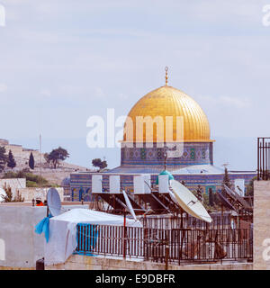 La Moschea di Al-Aqsa sul Monte del Tempio della Città Vecchia di Gerusalemme Foto Stock