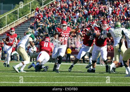 Fayetteville, AR. 25 ott 2014. Arkansas running back Jonathan Williams #32 viene fornito attraverso la linea. L'Arkansas Razorbacks sconfitto l'Università di Birmingham in Alabama 45-17 giacche in Fayetteville, AR. Richey Miller/CSM/Alamy Live News Foto Stock