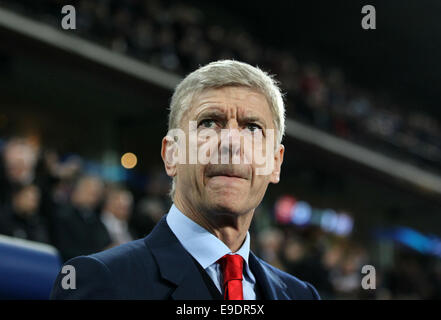 Anderlecht, UK. 22 ottobre, 2014. Dell'Arsenal Arsène Wenger guarda su .- la UEFA Champions League - RSC Anderlecht vs Arsenal - Constant Vanden Stock Stadium - Belgio - 22 Ottobre 2014 - Picture David Klein/Sportimage. © csm/Alamy Live News Foto Stock